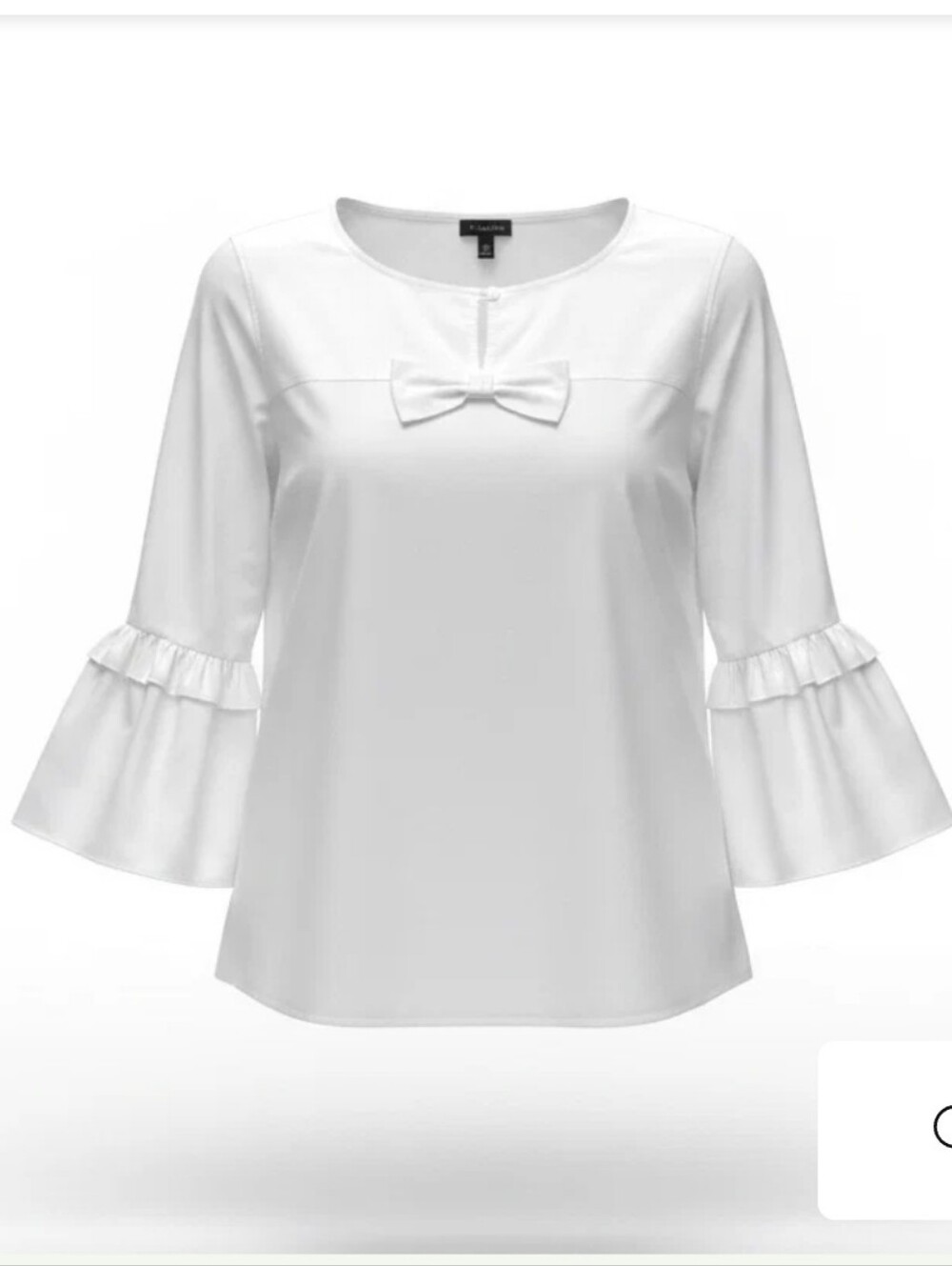 Talbots White Bell-Sleeve Bow-Accent Blouse Pearl Button Size XL